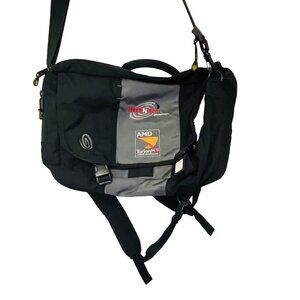 Timbuk2 Black & Gray Messenger Bag With AMD Turion64 X2 Logos 19"‎ x 13"  x 3"